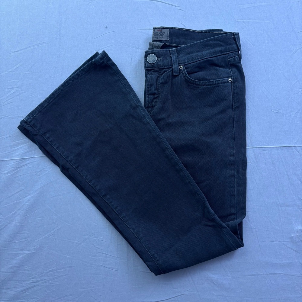 Vtg Lucky Brand Zoe Jean Charcoal Gray Low Rise Flare Denim Womens 2/26 USA